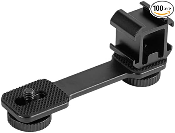 Aluminum Camera Cold Shoe Mount, Hot Shoe Extension Camera Flash Bracket for Light, Mic, with 1/4'' Tripod Screw (ST-002)