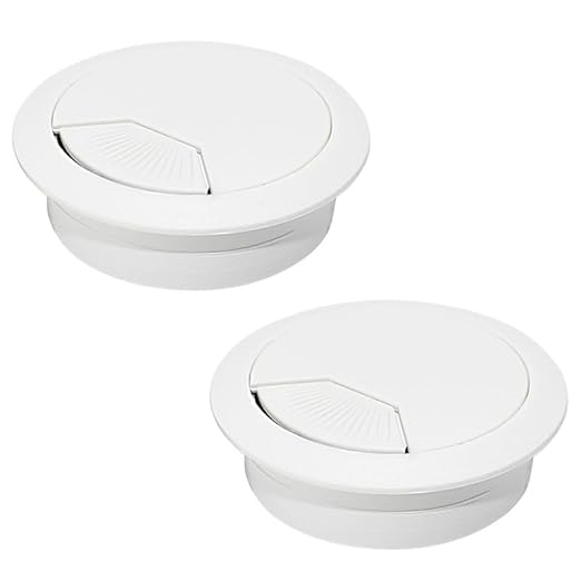 2 Pcs Desk Grommet 2" / 50 mm, Desk Cord Hole Cover, Cable Grommet ABS Plastic, Desk Hole Grommet for Home & Office Pc, Detachable Adjustable Cable Cord Organizer-White