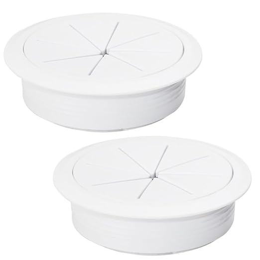 2 Pcs Desk Grommet 3-1/8" / 80 mm, Desk Hole Cover for Cables White, Cable Grommet ABS Plastic, Desk Hole Grommet for Home & Office Pc, Detachable Cable Cord Organizer