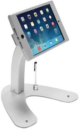 Dual Kiosk Stand- CTA Aluminum Stand with Locking Case and Cable. 360-Degree Rotating Base. Enclosure Designed for iPad mini Generations 1-5 with Access to all Ports and Buttons, Silver (PAD-ASKM)