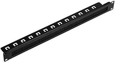Navepoint 1U Rack Mount Cable Management Panel with Tidy Brush Slot for Cable Entry for 19-Inch Rack Or Cabinet Black