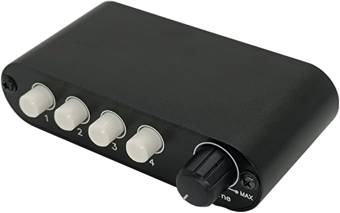 4-Way 3.5mm Stereo Audio Switch Input Signal Source Switcher Selector Splitter Box with line Volume Controller (4 in 1 Out / 1 in 4 Out) -MC41
