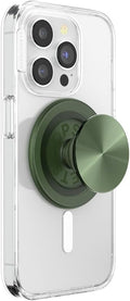 PopSockets Phone Grip for MagSafe with Kickstand, Magnetic Stand, Swappable Top, Secure Hold for iPhone MagSafe Cases, Phone & Tablet Grip - Alum Radial Olive