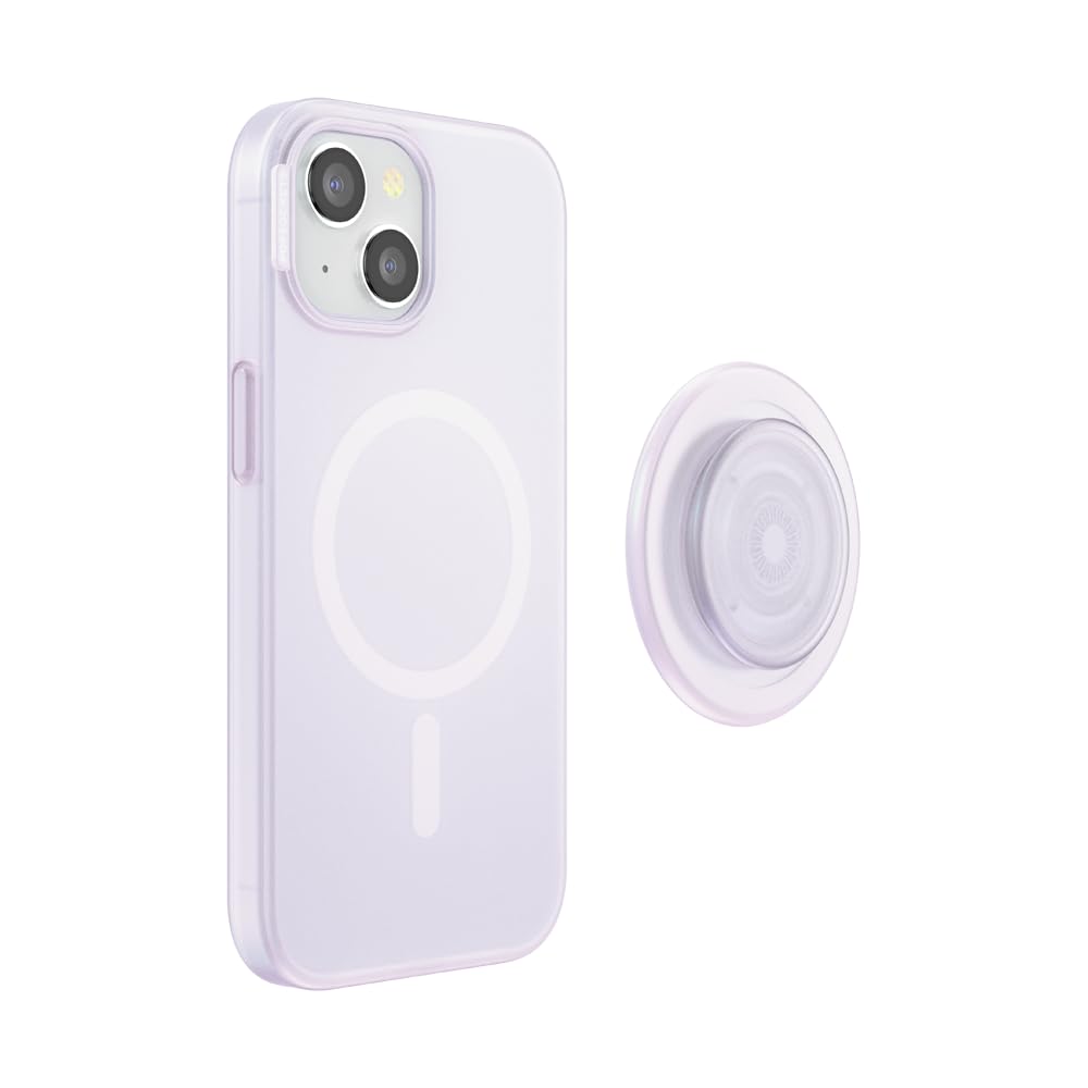 PopSockets iPhone 15 Phone Case with MagSafe, Wireless Charging Compatible, White - Opalescent Clear