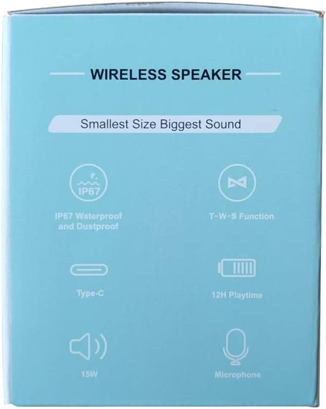 Bluetooth Speaker Wireless,IP67 Waterproof & Dustproof Portable Speaker with Lights,15W Loud Stereo Sound, 2500mAh Battery All Day Playtime, TWS Pairing, BT5.3, Home/Party/Outdoor/Beach (Blue)