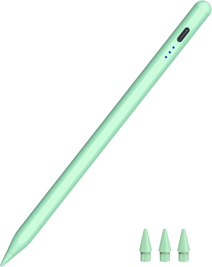 Pen for iPad 2018-2025, HATOKU 15 Mins Fast Charging Pencil 1st Gen with Tilt & Palm Rejection Compatible with iPad Air 3/4/5/M2/M3, iPad mini 5/6, iPad 6/7/8/9/10/11, iPad Pro 11"/12.9"/M4 (Green)