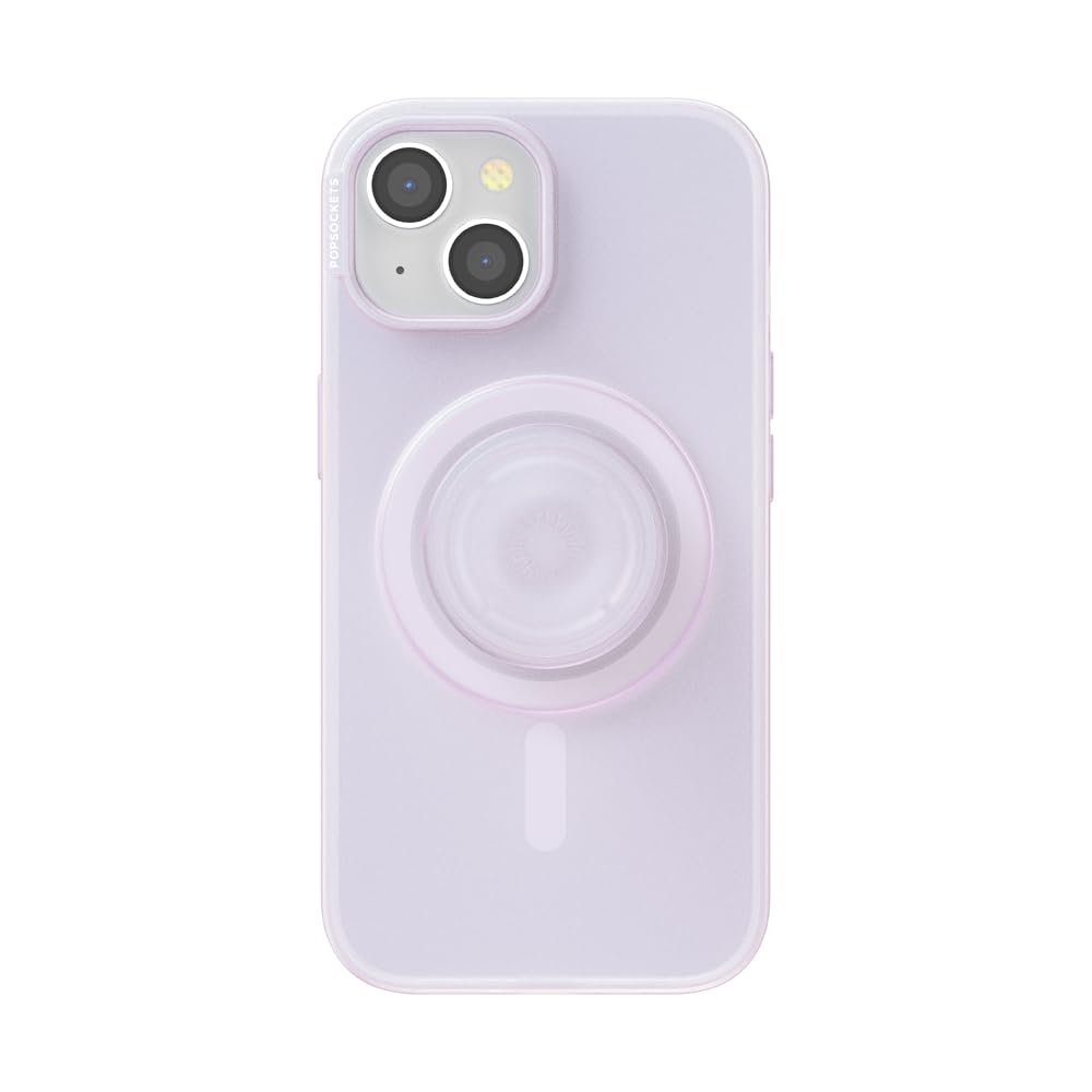 PopSockets iPhone 15 Phone Case with MagSafe, Wireless Charging Compatible, White - Opalescent Clear