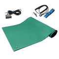 RubberStat Dual Layer ESD Compliant Workstation Rubber Table Mat Kit, Soldering, Cell Phone Repair, with Wrist Strap Set and Ground Cord - 48"x60" Green