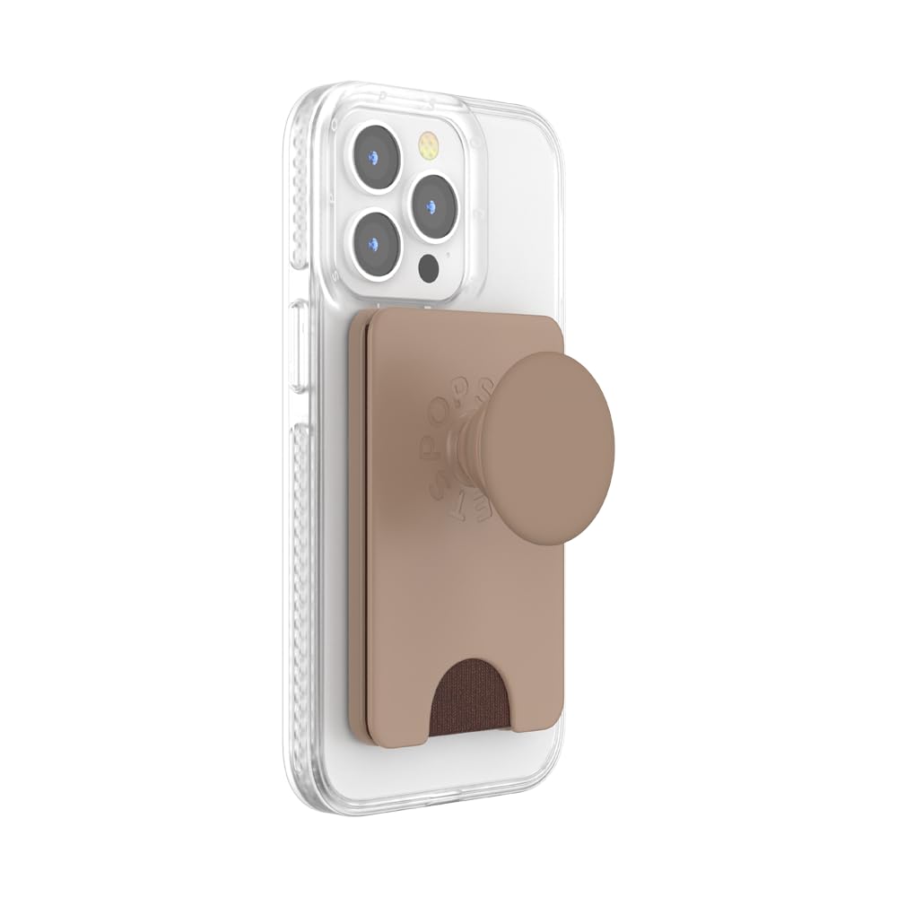 PopSockets Phone Wallet for MagSafe, Phone Card Holder with Grip, Neutral - Latte