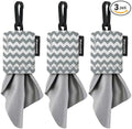 SPUDZ Classic Microfiber Lens Cleaner – Clip-On Pouch, Washable – for Binoculars, Scopes, Glasses, Screens | Gray Chevron, 6 x 6 Inch (3-Pack)