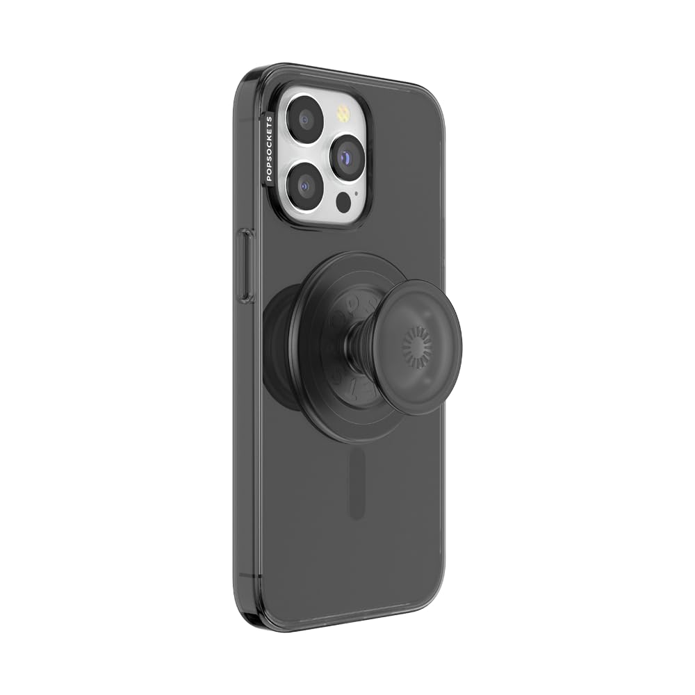 PopSockets iPhone 15 Pro Max Phone Case with MagSafe, Wireless Charging Compatible, Black - Translucent Black