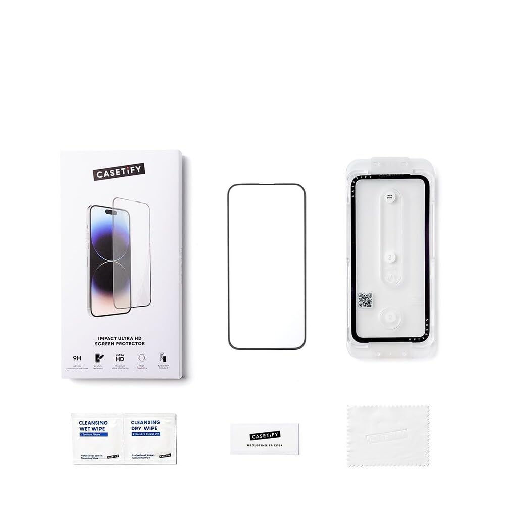 CASETiFY Impact Ultra HD Screen Protector [Strengthened 9H aluminosilicate glass, applicator included] for iPhone 16 Pro