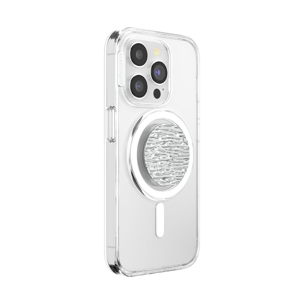 PopSockets Phone Grip for MagSafe, Magnetic Holder, Phone Stand, Silver - FATA Morgana Chrome