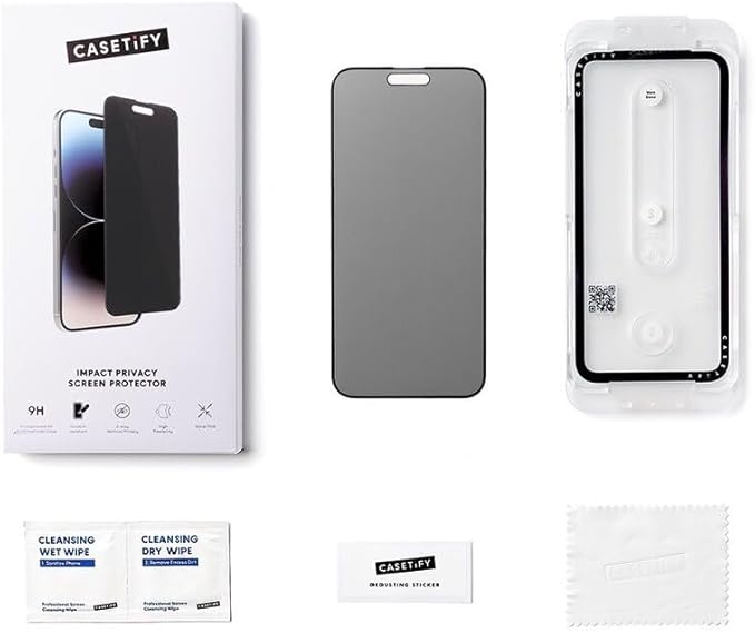 CASETiFY Impact Privacy Screen Protector [Strengthened 9H aluminosilicate glass, applicator included] for iPhone 15 Pro
