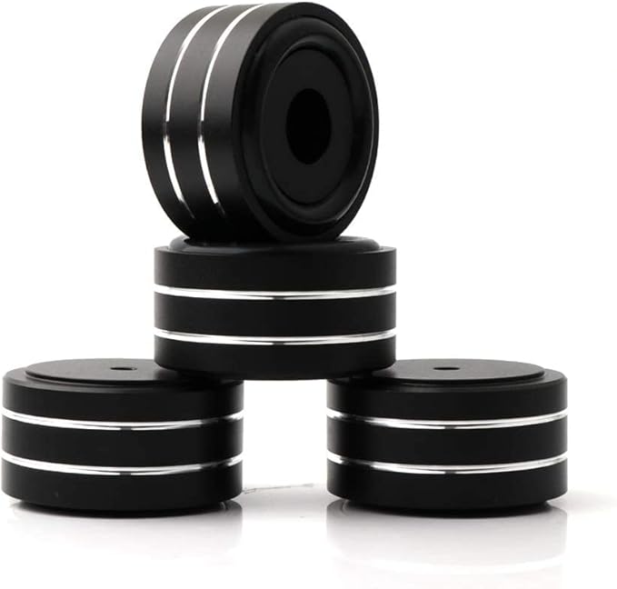 Monosaudio 4Pcs 40x20mm Speaker Isolation Feet Single-sided 3M Adhesives Speaker Spike Pads with Non-Slip Rubber Rings for Audio,Speakers, Subwoofers, Home Theater, Turntable DAC Feet Pad(Black Color)