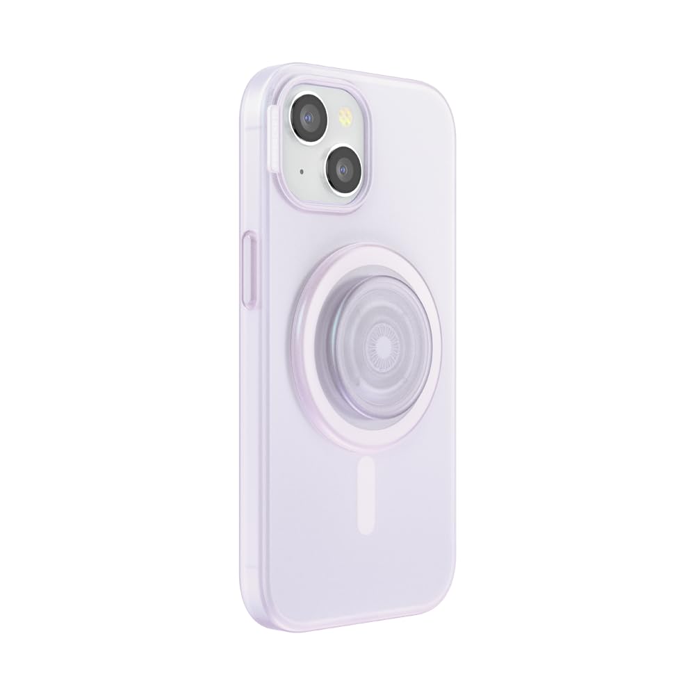 PopSockets iPhone 15 Phone Case with MagSafe, Wireless Charging Compatible, White - Opalescent Clear