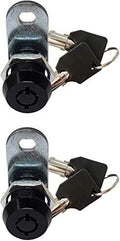 Admiral Locks Tubular Cam Lock, Keyed Alike Removable Key RV Compartment Storage Lock Cabinet Locks (Black Pack of 2, 5/8" 180°)