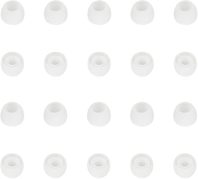 Silicone Small Replacement Earbud Tips Eartips for in- Ear Headphones Rubber Tips Earbud Replacement Earbuds Cap 10 Pairs (White)