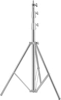 Stainless Steel Heavy Duty Photography Tripod Light Stand, 9.19 Feet/2.8m Studio Lighting Tripod for Speedlight, Strobe Light, Softbox, Umbrella