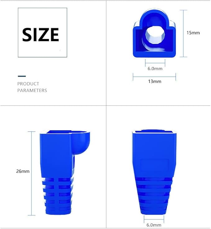 50 Pcs Cat5 Cat5E Cat6 Strain Relief Boot, RJ45 Plug Connector Cover Modular Network Plug Connector Cap Cable Connector Boots, Transparent