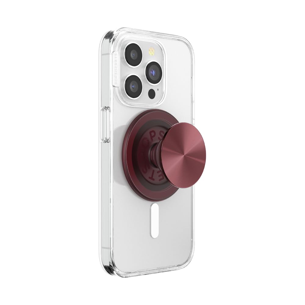 PopSockets Phone Grip for MagSafe, Magnetic Holder, Phone Stand, Burgundy - Alum Radial Oxblood