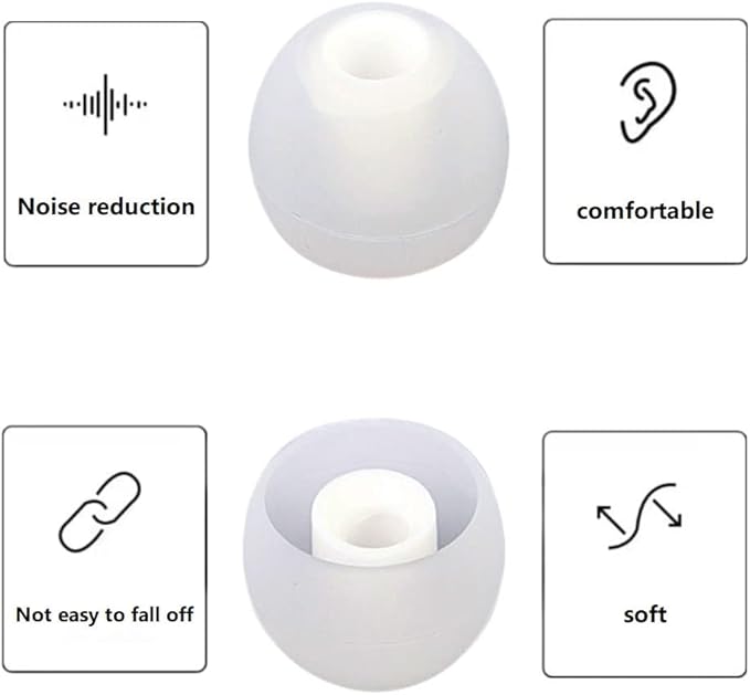 Earbud Replacement Tips Silicone Earbud Tips Ear Bud Covers Fit Most in-Ear Earbuds(Inner Hole 3.8mm -5.1mm) Headphone Ear Tips 9 Pairs S M L