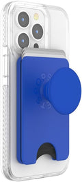 PopSockets Phone Wallet with Expanding Grip and Adapter Ring for MagSafe, Phone Card Holder, Wireless Charging Compatible, Wallet Compatible with MagSafe - Cobalt