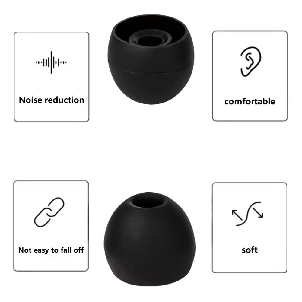 CYADCI 36 Pieces Small Earbud Tips Soft and Comfortable Silicone Earbud Tips Ear Bud Replacement Pieces Silicone Fit Most in-Ear Headphones，Inner Hole 3.8mm -5.5mm，Small Black Replacement Eartips