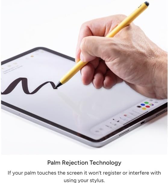 ZAGG Pro Stylus 2 with Active & Capacitive Tips, Palm Rejection, Tilt Recognition, Bluetooth Pairing, Compatible w/iPad Pro 11/12.9 (3,4, & 5 Gen)/Air 10.9/iPad 10.2/9.7/Mini 5/ iPad Air (M2) - Yellow