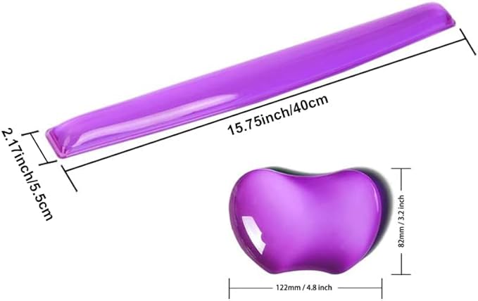 Silicone Gel Keyboard Wrist Rest Set Plus - ABRONDA Keyboard & Mouse Wrist Support Pad Office, Computer, Laptop, Mac - Durable, Comfortable and Pain Relief- Purple Set