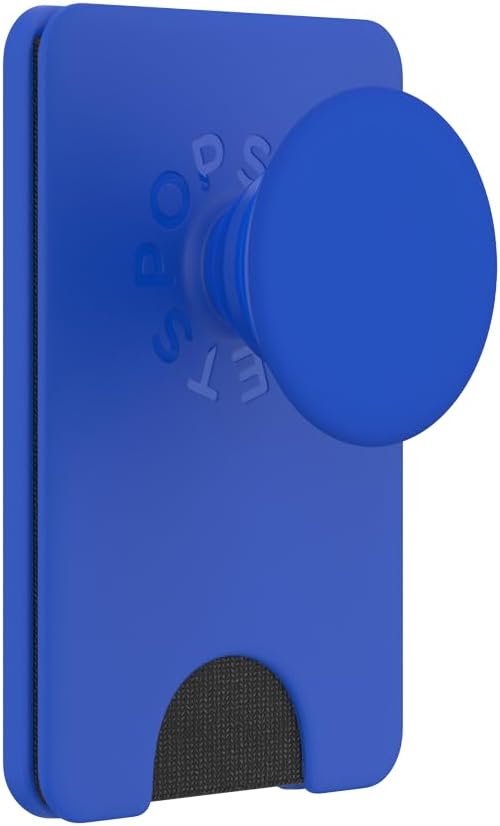 PopSockets Phone Wallet with Expanding Grip and Adapter Ring for MagSafe, Phone Card Holder, Wireless Charging Compatible, Wallet Compatible with MagSafe - Cobalt