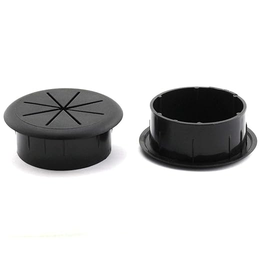 HJGarden 2PCS 2Inch (50mm) Desk Cord Grommets Wire Cable Hole Cover for Office PC Desk Cable Cord Cover Black