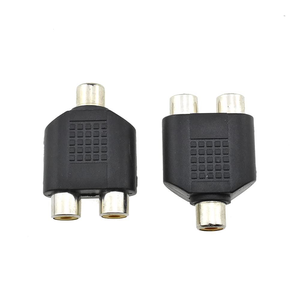 HAHIYO 3 RCA F-2x3.4 RCA F Stereo Plug Interconnect Audio One Male 3.4mm(1/8inch) Two Male 3mm(1/8inch) Adapter Splitter Good Signal Sound Snap Tight Not Wobble for Headphone Guitar Black 2pcs