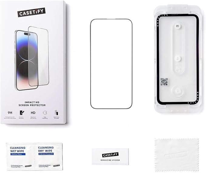 CASETiFY Impact HD Screen Protector [Strengthened 9H aluminosilicate glass, applicator included] for iPhone 15