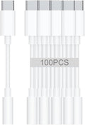 USB-C to 3.5mm Audio Headphone Adapter - HiFi 100 Pack Compatible with Apple iPhone 16 15 Samsung Galaxy S25 S24 S23 S22 S21 Plus Pro Max Ultra Pixel iPad - Type C to Aux Cord Jack Dongle Adapter