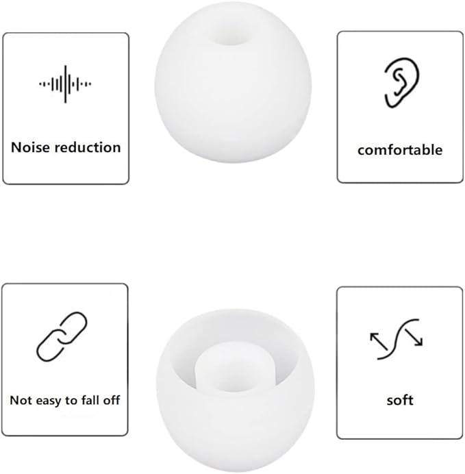36 Pieces Medium Earbud Tips Soft and Comfortable Ear Bud Replacement Pieces Silicone Fit Most in-Ear Headphones，Inner Hole 3.8mm -5.5mm，Medium White Earbud Replacement Tips