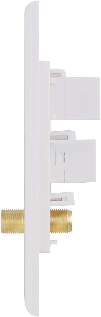HDMI Coax Ethernet Wall Plate, 1 Port 4K HDMI Keystone, 1 Port Coax Keystone, 1 Port CAT6 Keystone Wall Plate