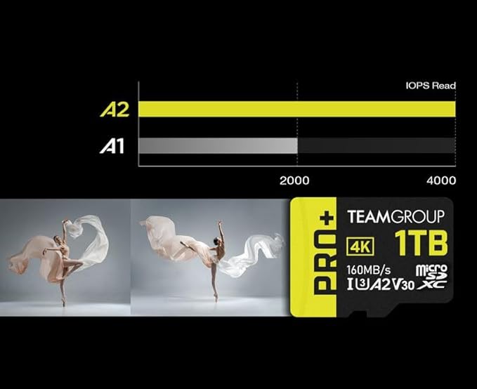 TEAMGROUP A2 Pro Plus Card 256GB Micro SDXC UHS-I U3 A2 V30, Read/Write up to 160/110 MB/s for Nintendo-Switch, Steam Deck, Tablets, Smartphones with Adapter TPPMSDX256GIA2V3003