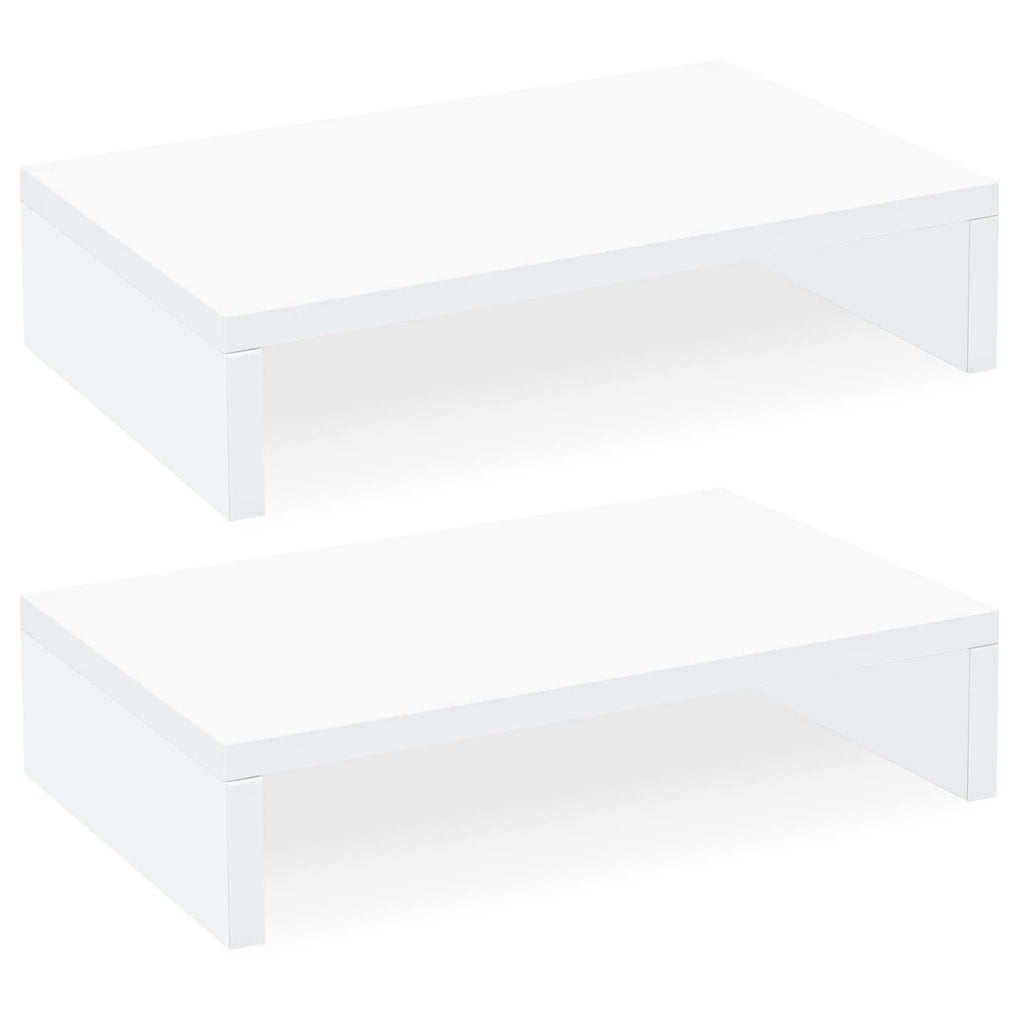 TEAMIX White Monitor Stand Riser - 2 Pack, Wood 2 Tier Adjustable Dual Monitor Riser for Laptop/PC Computer Stand for Desk