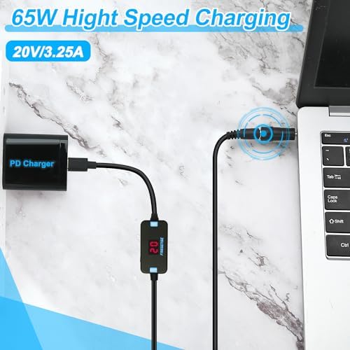 FARSENSE USB C to DC Adapter,Barrel PD Trigger Cable(3.3ft) with Type C Male to Femal/USB A to USB C/3.5x1.35mm Tips/,USB to DC Power Cable can Switching and LED Display Voltage