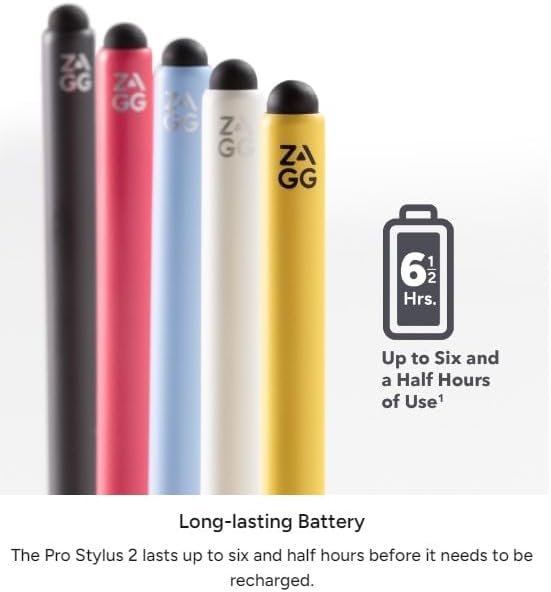 ZAGG Pro Stylus 2 with Active & Capacitive Tips, Palm Rejection, Tilt Recognition, Bluetooth Pairing, Compatible w/iPad Pro 11/12.9 (3,4, & 5 Gen)/Air 10.9/iPad 10.2/9.7/Mini 5/ iPad Air (M2) - Yellow