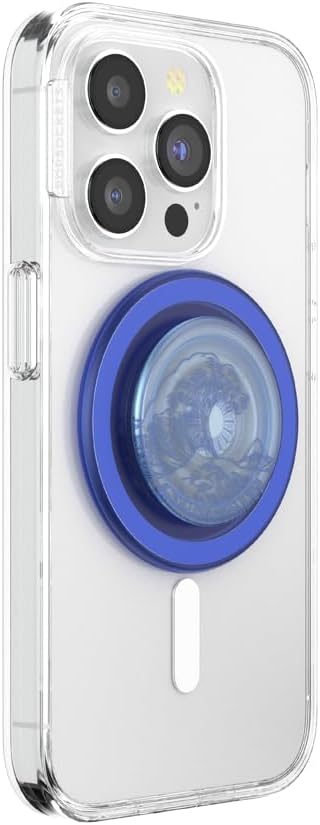 PopSockets Phone Grip for MagSafe with Kickstand, Magnetic Stand, Swappable Top, Secure Hold for iPhone MagSafe Cases, Phone & Tablet Grip - Translucent Ocean