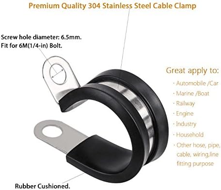 LOKMAN 20 Pack 2 Inches Stainless Steel Cable Clamp, Rubber Cushioned Insulated Clamp, Metal Tube Holder for Tube, Pipe or Wire Cord Installation