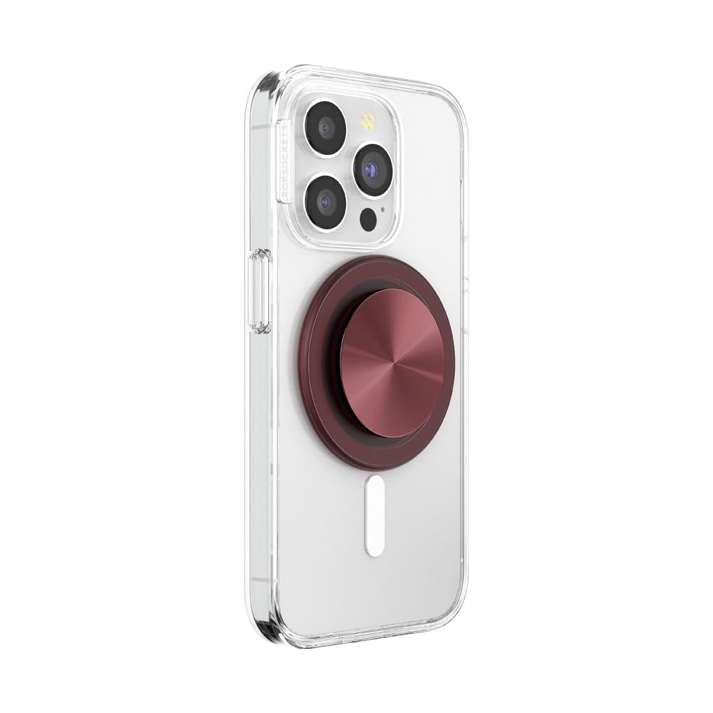 PopSockets Phone Grip for MagSafe, Magnetic Holder, Phone Stand, Burgundy - Alum Radial Oxblood