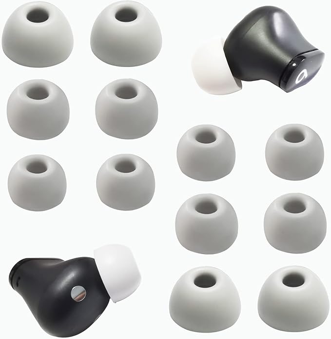 Silicone Ear Tips for Beats Studio Buds - Replacement Earbuds Cover, 6 Pairs, LMS Gray White