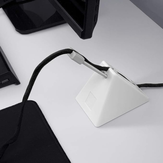 Hotline Games Mouse Bungee Mouse Cord Clip Cord Management System Fixer Holder for Esports FPS Game (3.0 White)