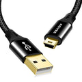AGVEE 6.6ft Mini USB Cable, Braided Durable USB-A to Mini-B Charger Charging Cord for TI-84, Garmin GPS, Go-Pro Hero 4 3 2 HD, PS3 Controller, Canon Camera, Blue Yeti Microphone, Black