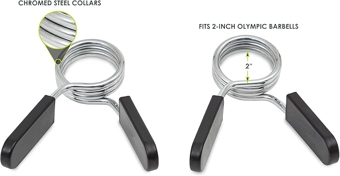 2Pcs Black 2 Inch Barbell Clamps, Stainless Steel Spring Collar Clips Weight Bar Clamps Dumbbell Barbell Handle Locking Clip for Weightlifting Strength Gym Fitness Training Accessories, Collars