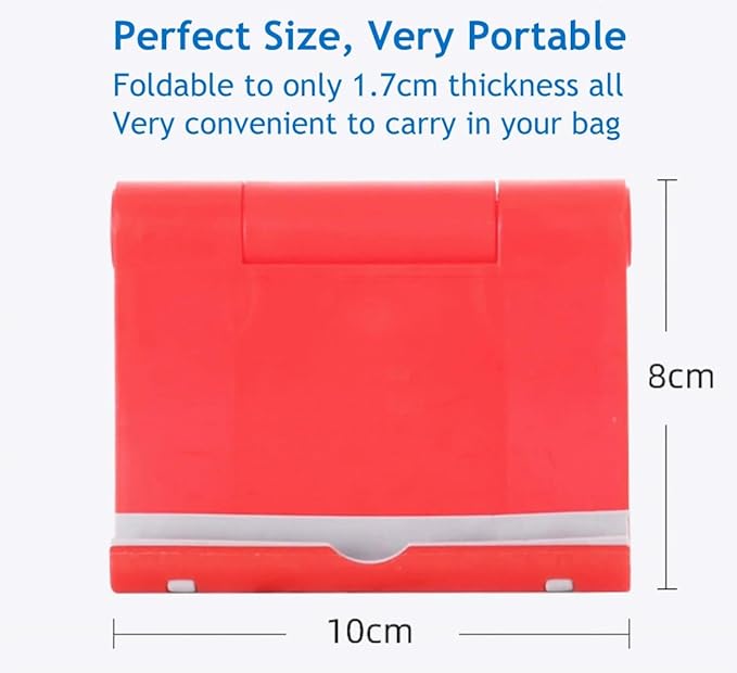 Cell Phone Stand for Desk Foldable Cell Phone Holder Desk Tablet Holder Mobile Phone Dock, Multi-Angle Universal Adjustable Tablet Dock Compatible with Most Cell Phones (Red)