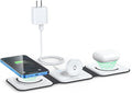 Wireless Charger 3 in 1,RTOPS Magnetic Travel Wireless Charging Station Multiple Devices,GaN 3 in 1 Charging Station,Compatible for iPhone16/15/14/13/Pro/Max,iWatch,AirPods4/3/2/Pro(Adapter Includes)